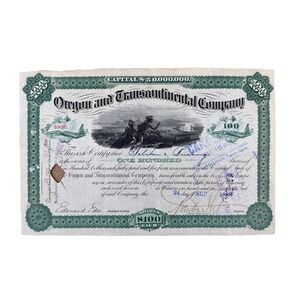 1888 Oregon Transcontinental Company Stock Certificate